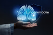 Medical banner Pulmonary Embolism with german translation Lungenembolie on blue background with large copy space