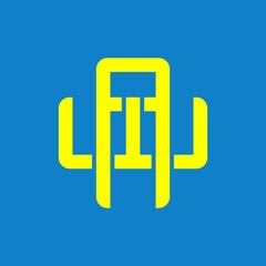 WA, AW, monogram logo overlapping, yellow color on a blue background