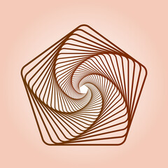 Poster - Twisted colored lines of a pentagonal frame. Vector 3d tunnel made of a geometric shape. Abstract graphic spiral on a light background.