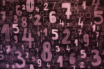 Poster - Background of numbers. from zero to nine. Numbers texture. Finance data concept. Mathematic. Seamless pattern with numbers. financial crisis concept. Business success.
