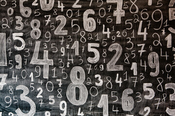 Poster - Background of numbers. from zero to nine. Numbers texture. Finance data concept. Mathematic. Seamless pattern with numbers. financial crisis concept. Business success.