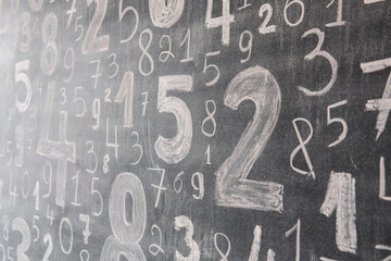 Poster - Background of numbers. from zero to nine. Numbers texture. Finance data concept. Mathematic. Seamless pattern with numbers. financial crisis concept. Business success.