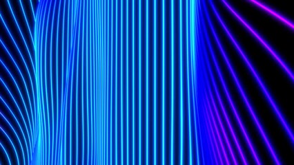 Poster - Abstract colorful wavy background in bright neon blue and purple colors. Modern colorful wallpaper. Seamless loop animation. 3d rendering.