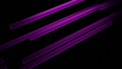 Poster - Black background. Design. Bright purple lines in 3d move across the background in abstraction.