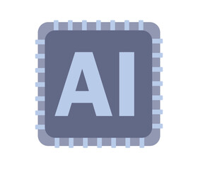 Poster - AI Processor. Artificial intelligence concept. AI chip, machine learning, analysis information. Vector flat icon.