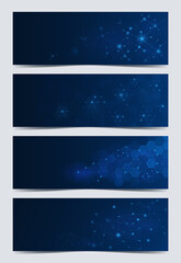 Poster - Technology banner set. Collection of futuristic backgrounds, space for text, programming and IT company. Modern technologies concept. Cartoon flat vector illustrations isolated on white background