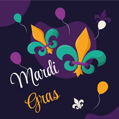 Canvas Print - Colored mardi gras template Pair of fleur de lis symbols Vector