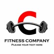 Letter c Logo With barbell template illustration. Fitness Gym logo. fitness vector logo design for gym and fitness.