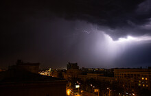 Thunderstorm Night Cityscape