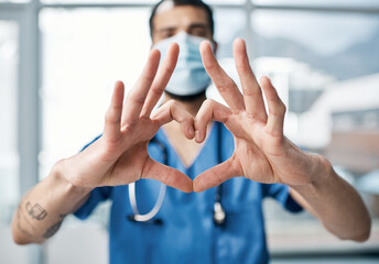 Aufkleber - You cant beat a healthy heart. Closeup shot of a medical practitioner making a heart shape with his hands.