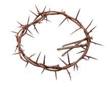Crown Of Thorns With Nails On White Background