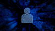 © RocknRoller Studios - Social Technology Concept with user symbol against a Futuristic, Blue Digital Grid background. Network Tech Wallpaper. 3D Render