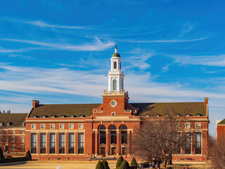 Sticker - Sunny exteior view of the Edmon Low Library of Oklahoma State University