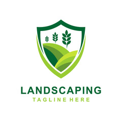 Poster - landscaping logo with shield concept