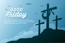 Good Friday Banner Illustration With Cross On The Hill