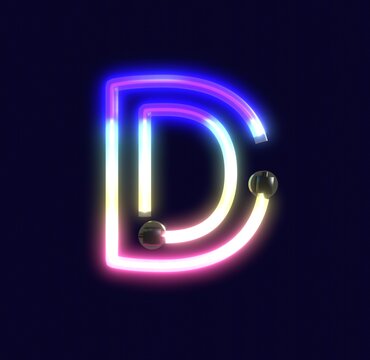 Neon Lights Themed Characters Letter D