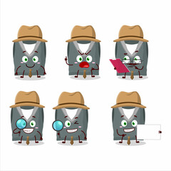 Sticker - Detective gray school vest cute cartoon character holding magnifying glass