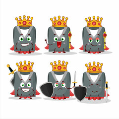 Wall Mural - A Charismatic King gray school vest cartoon character wearing a gold crown