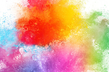 Wall Mural - abstract powder splatted background. colorful powder explosion on white background. colored cloud. c