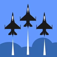 Wall Mural - jet fighter flying formation vector design