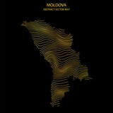 Fototapeta Przestrzenne - abstract map of Moldova - vector illustration of striped gold colored map 