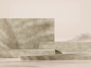 Aufkleber - Mock up of stone and small plant forming a product podium, Cosmetic presentation. 3d rendering.