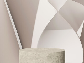 Aufkleber - 3d illustration of pedestal podium with white abstract dynamic background, showcase of beauty and cosmetics product.