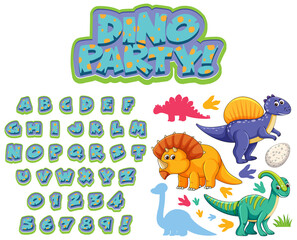 Wall Mural - Font design for english alphabets in dinosaur character