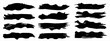© high_resolution - Vector collection of artistic grungy black paint hand made creative brush stroke set isolated on banner background. A group of abstract grunge sketches for design education or graphic art decoration
