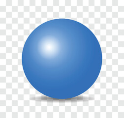 Blue ball sphere on transparent background.