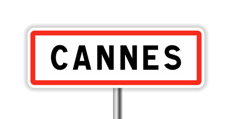 Cannes road sign in France vector.