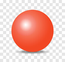 Red Ball Sphere Vector On Transparent Background.