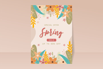 Poster - Spring sale flyer template in flat design