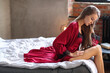 Girl in red nightgown