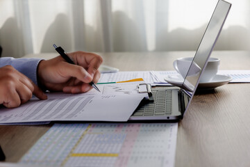 Poster - business man signing contract document and paper document management concep erp