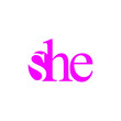 beauty pink logo for woman industry. word she