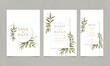 © siti - Set of beautiful wedding invitation templates with watercolor foliage decoration