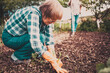 © Melinda Nagy - active senior woman planting seedlings in green vegetable garden