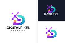 Letter D Concept Technology Logo Design Vector Illustration