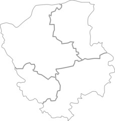 Naklejka na meble White flat blank vector map of raion areas of the Ukrainian administrative area of VOLYN OBLAST, UKRAINE with black border lines of its raions