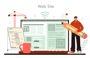Fototapete - Architect online service or platform. Idea of architectural project