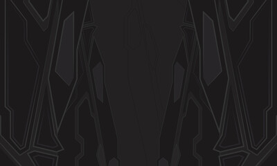 Poster - Technology black and gray futuristic gaming dark abstract background. Flat digital hi-tech background. Geometric abstract mechanical shape design. Vector illustration