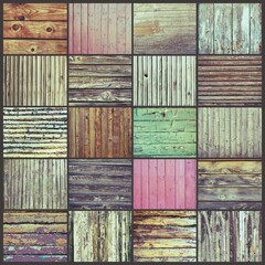 Sticker - Collage of different wooden textures from 20 photos