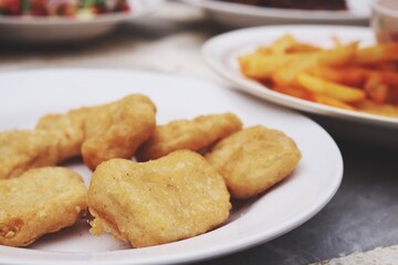 Wall Mural - Fried chicken nuggets on table food