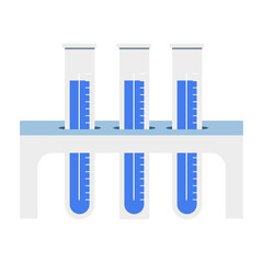Poster - Tubes with blue liquid semi flat color vector object. Full sized item on white. Specimens storage. Laboratory tests performing simple cartoon style illustration for web graphic design and animation