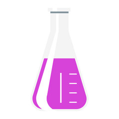 Poster - Chemistry flask semi flat color vector object. Full sized item on white. Measuring chemicals. Laboratory equipment simple cartoon style illustration for web graphic design and animation