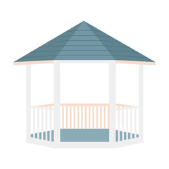 Poster - Outdoor gazebo for backyard semi flat color vector object. Full sized item on white. Elegant pavilion. Garden house simple cartoon style illustration for web graphic design and animation