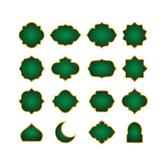 Poster - set of green islamic shape design, various blank islamic shape collection template vector