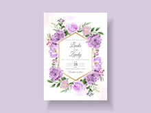 Beautiful Purple Flowers Wedding Invitation Card Template