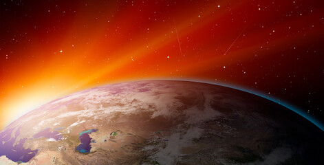 Wall Mural - planet earth with a spectacular sunset 